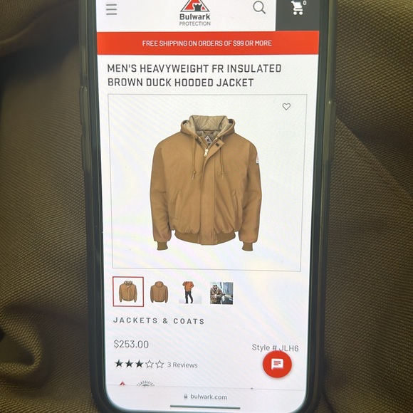 Bulwark FR flame resistant insulated hooded jacket brown jacket nwot sz m - Picture 9 of 9